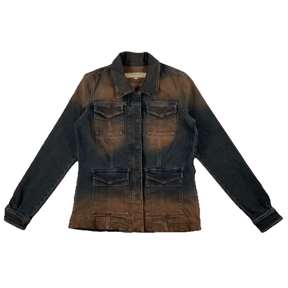 Teleria Zed Beale Denim Jacket Women's Size 42 Desert Brown Made In Italy